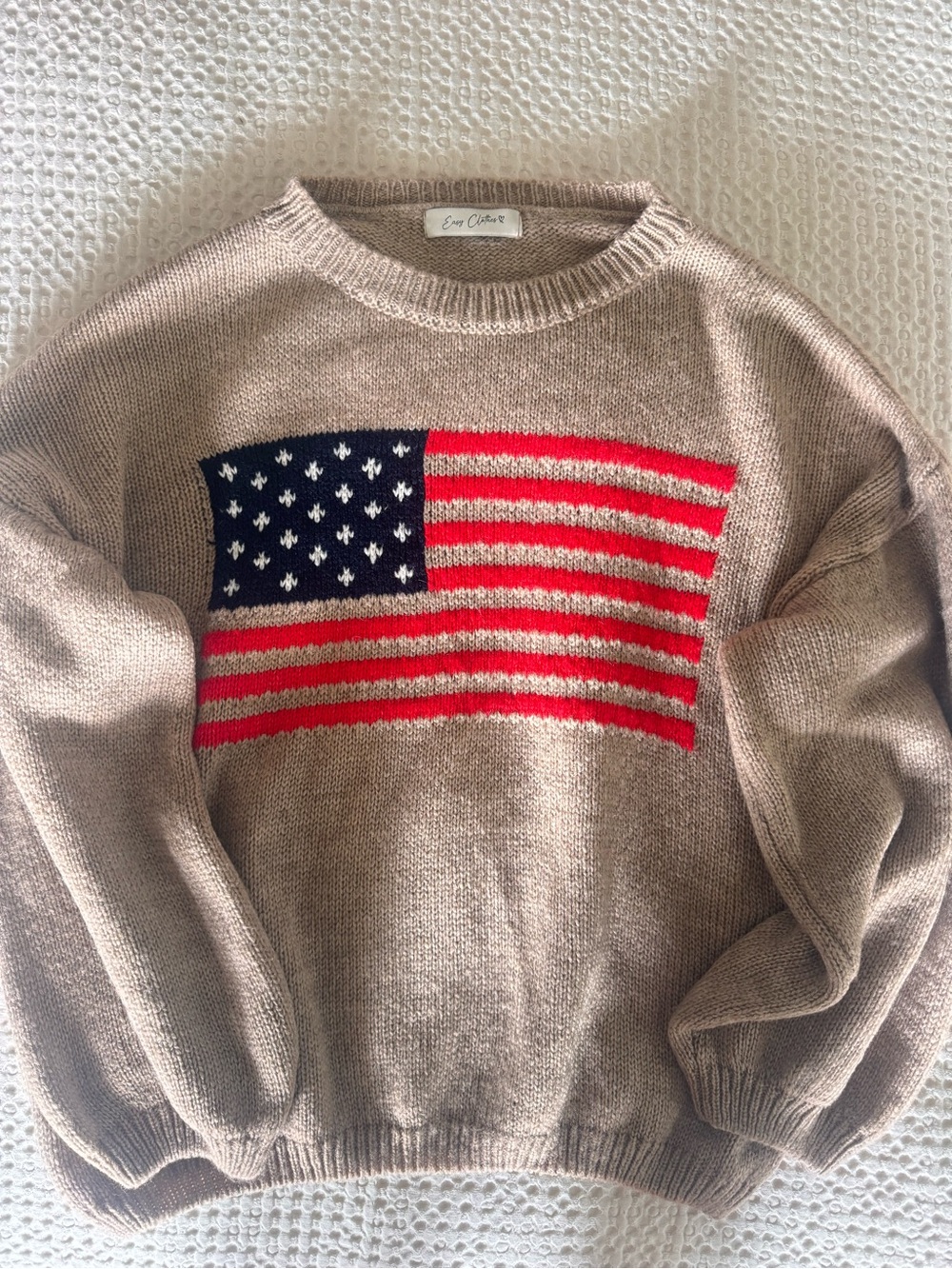 Easy Clothes Camel USA Sweater - Patriotic, America, 4th of July, Flag